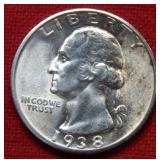 1938 S Washington Silver Quarter