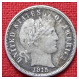 1915 S Barber Silver Dime - Grainy