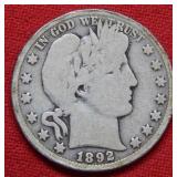 1892 O Barber Silver Half Dollar - Rare Date