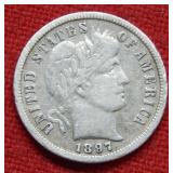 1897 S Barber Silver Dime