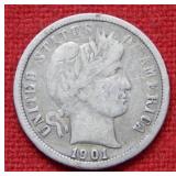 1901 O Barber Silver Dime