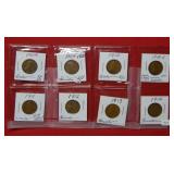(8) Lincoln Wheat Cents 1909, 1909 VDB,  1910,