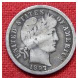 1897 S Barber Silver Dime