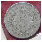 1867 Shield Nickel with Rays