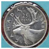 1948 Canada Silver Quarter
