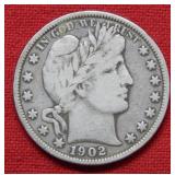 1902 Barber Silver Half Dollar
