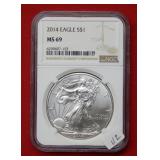 2014 Silver Eagle NGC MS69  1 oz Silver