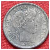 1912 D Barber Silver Dime