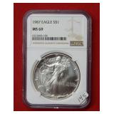 1987 Silver Eagle NGC MS69