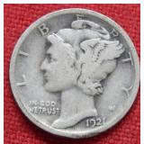 1921 Mercury Silver Dime - Rare Date