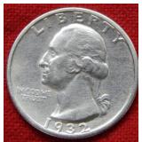 1932 S Washington Silver Quarter - cleaned