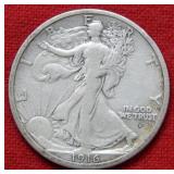 1916 D Walking Liberty Silver Half Dollar Coin