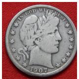 1907 O Barber Silver Half Dollar Coin