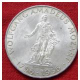1956 Austria 25 Shilling Silver Com - Mozart