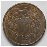 1865 Two Cent Piece - Red/Brown