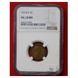 1914 S Lincoln Wheat Cent NGC VG10 Brown