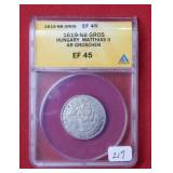 1619 NB GROS Hungary Coin ANACS EF45