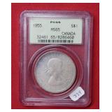 1955 Canada Silver Dollar PCGS MS65