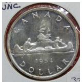 1954 Canada Silver Dollar