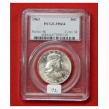 1963 Franklin Silver Half PCGS MS64