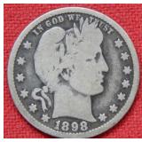 1898 O Barber Silver Quarter