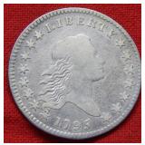 1795 Flowing Hair Half Dollar Coin - Rare