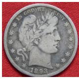 1893 Barber Silver Half Dollar