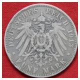 1913 A German/Prussia 5 Mark