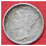 1916 Mercury Silver Dime -- First Year
