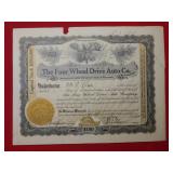The Four Wheel Drive Auto Co Stock Certificate