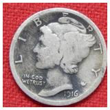 1916 D Mercury Silver Dime