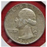1941 D Washington Silver Quarter