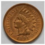 1891 Indian Head Cent - Red & Brown