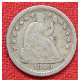 1849 O Seated Liberty Half Dime