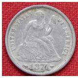 1874 Seated Liberty Dime with Arrows