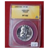 1959 Franklin Silver Half ANACS PF66