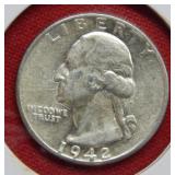 1942 Washington Silver Quarter
