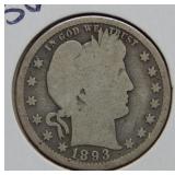 1893 S Barber Silver Quarter