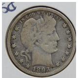 1893 O Barber Silver Quarter