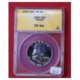 1960 Franklin Silver Half Dollar ANACS PF64