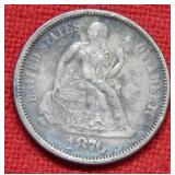 1876 Seated Liberty Silver Dime Coin