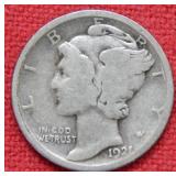 1921 Mercury Silver Dime