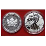 2019 Silver Eagle/Maple Leaf Coins - 2 oz Silver