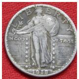 1918 S Standing Liberty Silver Quarter