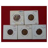 (5) Lincoln Wheat Cents - 1940 D-44-45-46-49