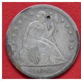 1845 Seated Liberty Dollar - Hole