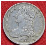1838 Capped Bust Half Dollar - Rare Reeded Edge
