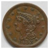 1853 Half Cent Coin - Brown