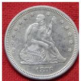 1876 Seated Liberty Silver Quarter