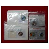 (5) Colorized US Coins - Kennedy halves and Dollar